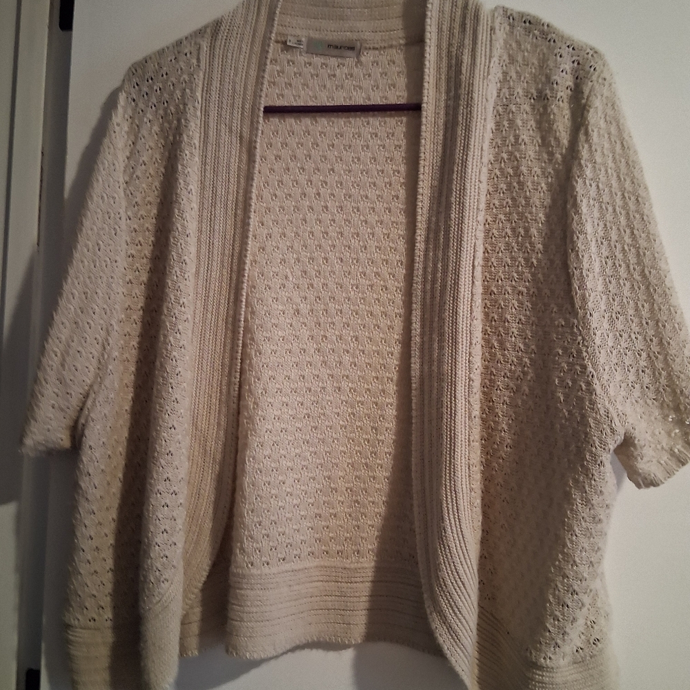 Mairices Open-Front Cream Knit Women's Sweater